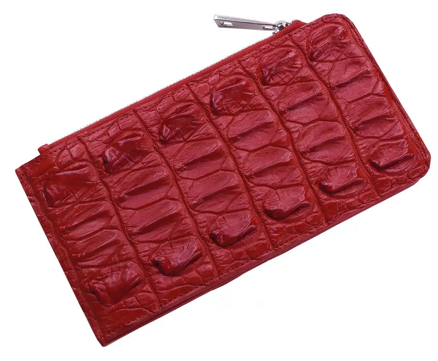 Гаманець візитниця зі шкіри крокодила на змійці Ekzotic Leather Червоний (cw 85)