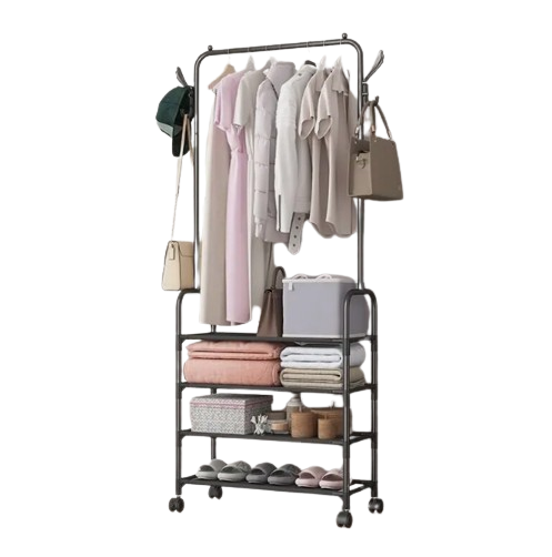 Вішалка для одягу Clothes Rack Up Вішалка для підлоги підлогова металева на коліщатках, фото 1