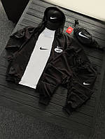 Комплект костюм Nike + бананка та кепка (колір чорний, білий)