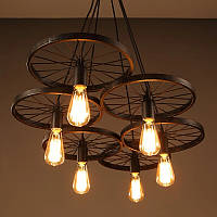 Подвесной светильник LOFT [ Wheel ] (6 Lamp Edisons)