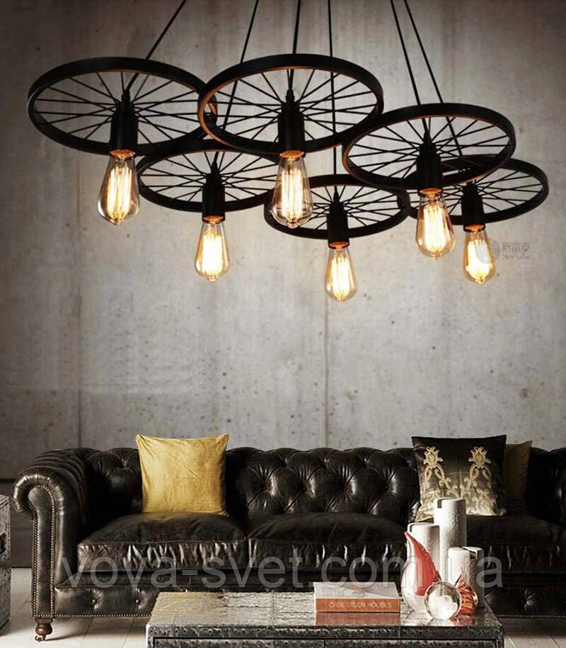 Подвесной светильник LOFT [ Wheel ] (6 Lamp Edisons) - фото 4 - id-p387873765