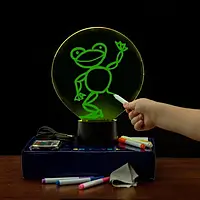 3D нічник "Для малювання" (круглий 24х19 см) подарункова упаковка + 7 різнокольорових фломастерів + серветка