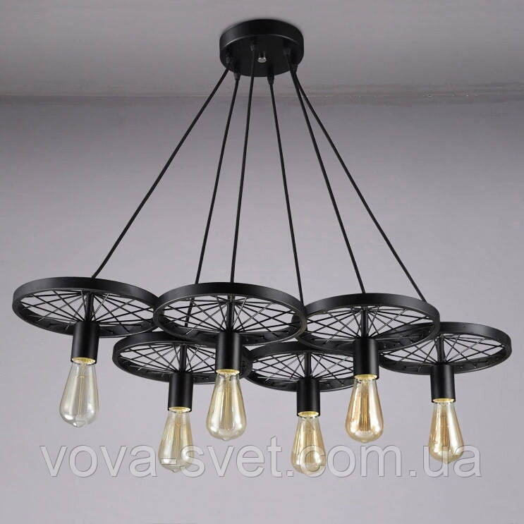 Подвесной светильник LOFT [ Wheel ] (6 Lamp Edisons) - фото 5 - id-p387873765