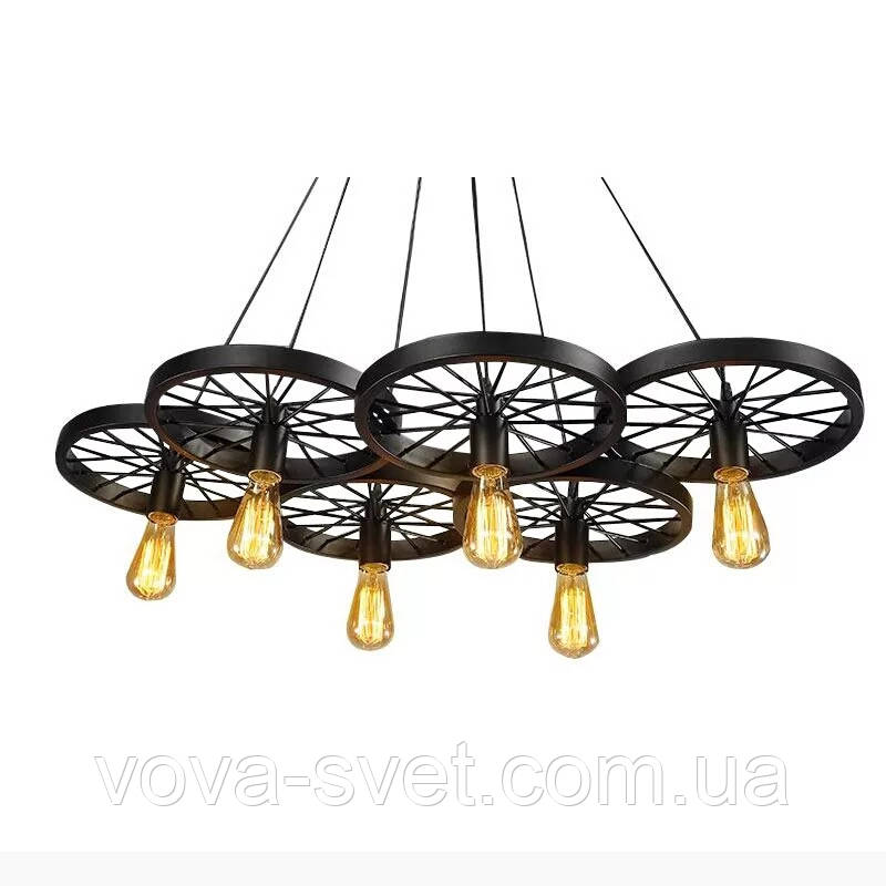 Подвесной светильник LOFT [ Wheel ] (6 Lamp Edisons) - фото 9 - id-p387873765