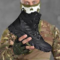 Тактичні черевики Dragon Total чорні шкіряні берці демісезонні на протекторній підошві ukr