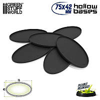 Hollow Plastic Bases - BLACK Oval 75x42mm