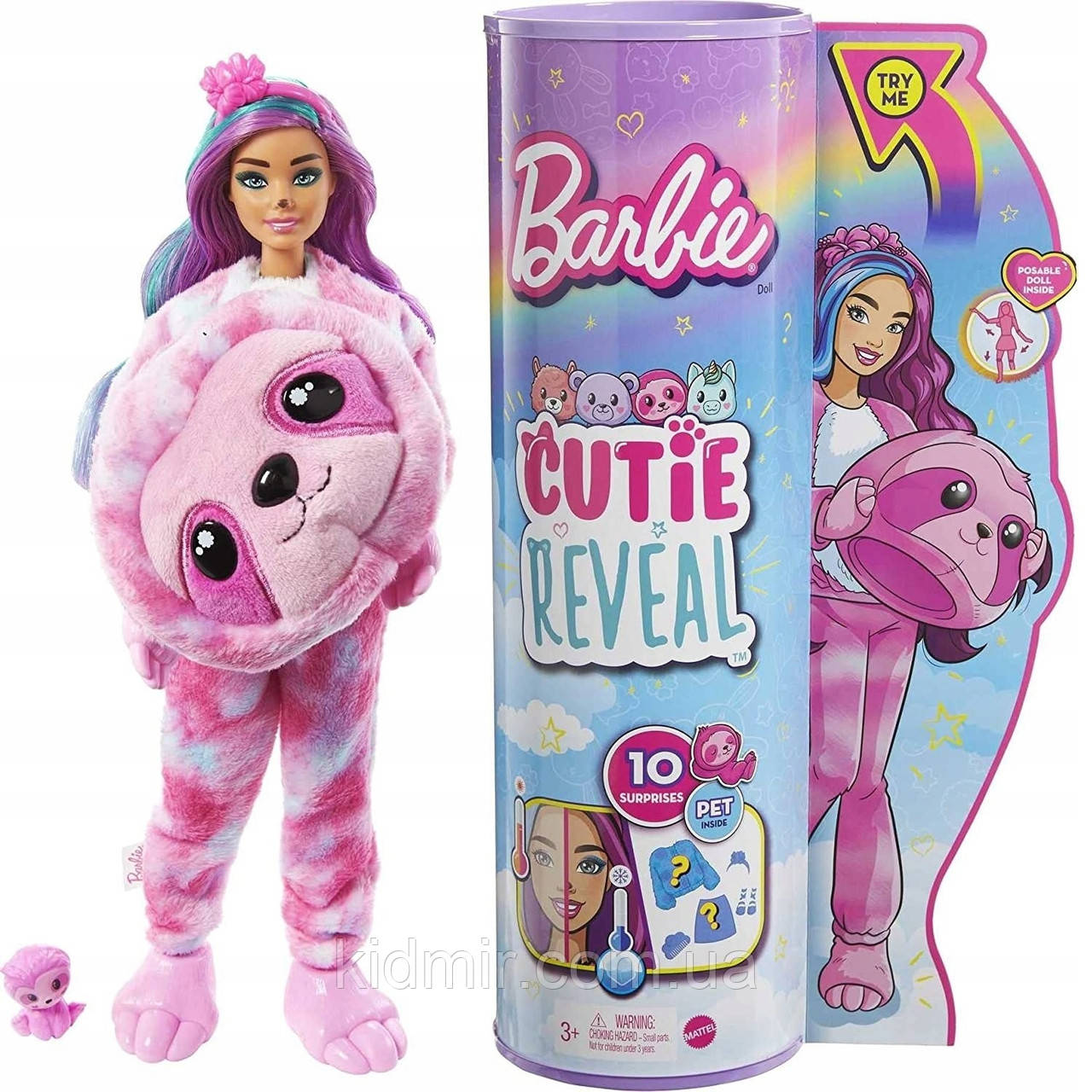 Лялька Барбі Сюрприз Милий Лінивець Barbie Cutie Reveal HJL59, фото 1
