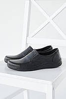 Чоловічі туфлі-мокасини шкіряні весняно-осінні чорні без шнурків, легка підошва, розміри з 39 по 47, прошиті