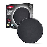 Светлодиодный накладной светильник MAXUS MWL 12W 3CCT IP65 BL Circle черный