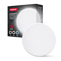 Светодиодный накладной светильник MAXUS MWL 12W 3CCT IP65 WH Circle белый