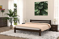 Деревянная односпальная кровать ПОНДО из массива сосны, Орех темный, 90х200
