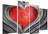 Модульная картина на холсте из четырех частей KIL Art Любовь Железное сердце 129x90 см (M4_L_412) .Хит!