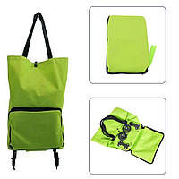 Складная сумка тележка на колесиках для покупок Зеленая 9244