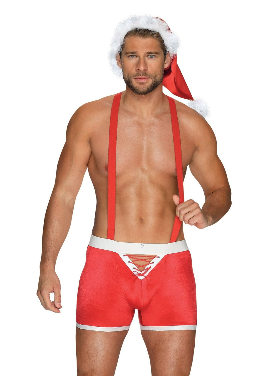 Чоловічий еротичний костюм містера Санта Клауса Obsessive Mr Claus Червоно-білий L/XL