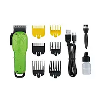 Машинка для стрижки тварин Kemei Km-Cw10 USB зарядка з мультяшними зеленими, Тример для котів і собак, фото 4
