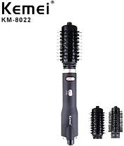 Фен-щітка мультистайлер обертовий для волосся 2 в 1 Kemei KM-8022, Стайлер для укладання волосся, Гребінець браш, фото 5