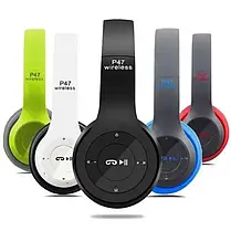 Навушники Бездротові BLUETOOTH з Мікрофоном Радіо і Плеєром P47 (Білий, Чорний, Червоний, Синій, Жовтий), фото 4