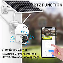 Вулична PTZ IP Камера Відеоспостереження на Сонячній Батареї 3MP 4G, Вуличне Автономне Відеоспостереження, фото 5