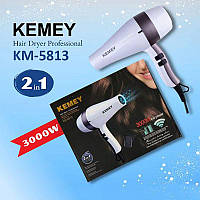 Фен для волос с концентратором KEMEI CFJ-KM-5813 | Мощный электрический фен с холодным и горячим режимами