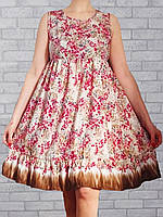 Женское платье штапель розовое короткое, летний сарафан женский сатин без рукава