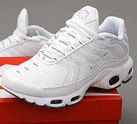 Женские Nike Air Max Plus TN White белые кроссовки текстиль Найк Аир Макс плюс тн