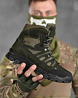 Бойові черевики в оливковому кольорі Черевики тактичні зі шкіри хакі Шкіряні черевики берці посилений носок