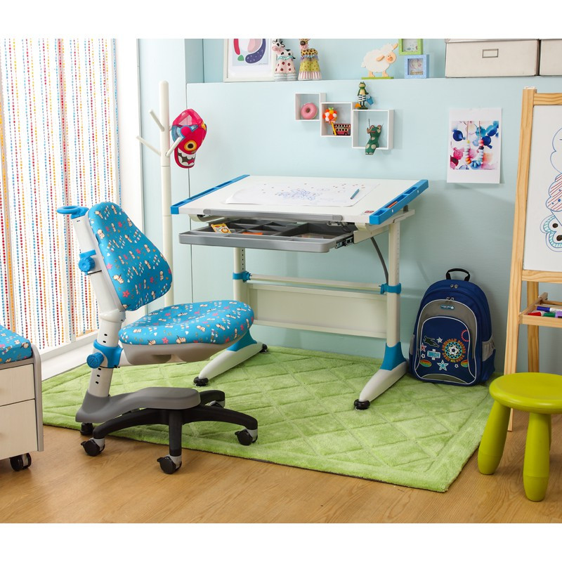 Парта-трансформер KidsMaster K1-Durer Desk з ящиком для канцелярії Blue