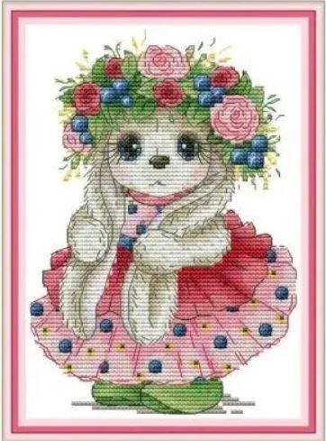Набір для вишивання за нанесеною на канву схемою "Cute Rabbit 2". AIDA 14CT printed, 17*22 см