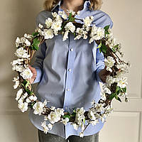 Вінок декоративний штучний 45 см "Яблуневий цвіт" білий