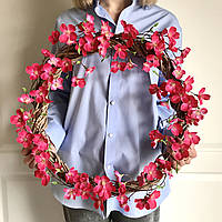 Вінок декоративний штучний 45 см "Цвіт райської яблуні" рожевий