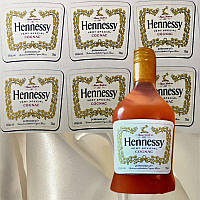 Наклейка этикетка на бутылку коньяка Hennessy Хеннесси (лист А4 40шт.)