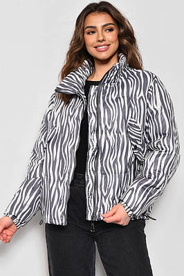 Куртка жіноча демісезонна сіро-білого кольору 175241T Безкоштовна доставка