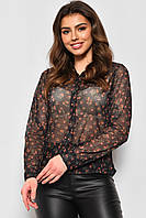 Рубашка женская в сеточку черного цвета 173627S