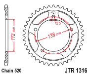 Мотозвезда задня JTR1316.39 HONDA NC 700,CB500, CBR500, CTX700, INTEGRA, NC 750,Honda NSS750