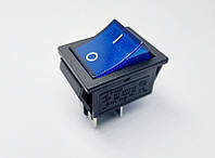 Переключатель клавишный KCD2-201N, с подсветкой, 2 группы, ON-OFF, 4 pin, 16A 250VAC, синий