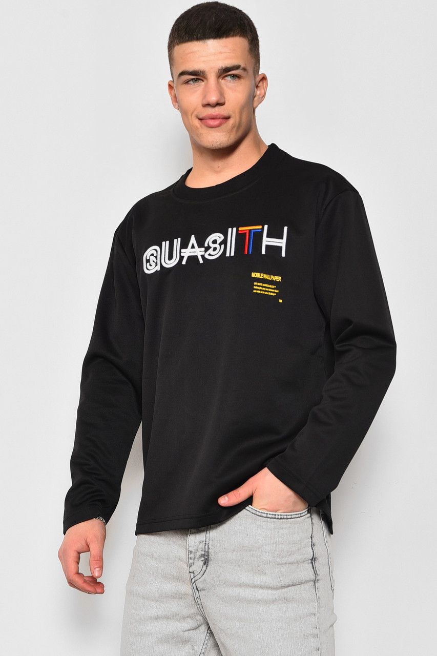 Світшот чоловічий чорного кольору з написом р.M 174689P, фото 1