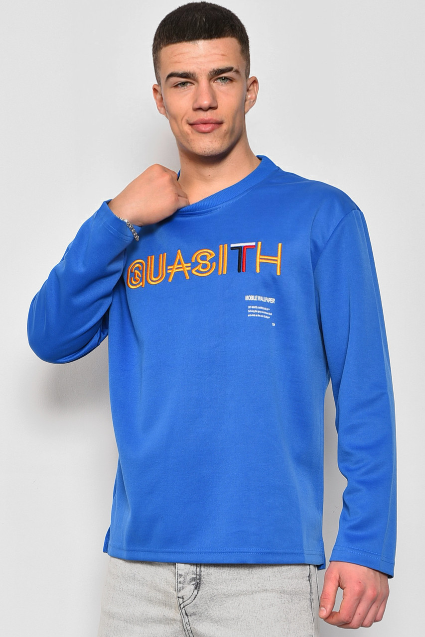 Світшот чоловічий синього кольору з написом р.M 174691P, фото 1