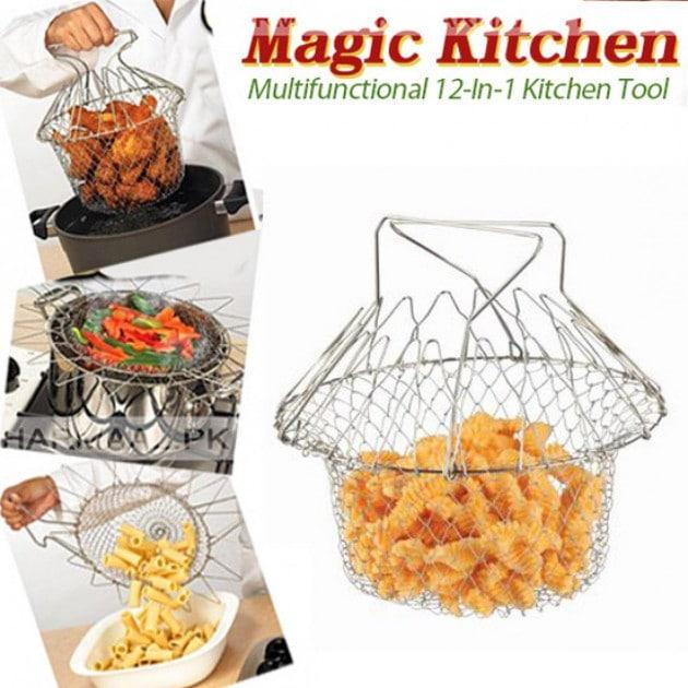 Складная решетка дуршлаг миска универсальная 12 в 1 Magic Kitchen Chef Basket - фото 7 - id-p2121747790