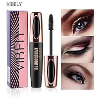 Туш для вій подовжувальна об'ємна 4D Vibely Volume Eyelash, чорний колір, 10 ml