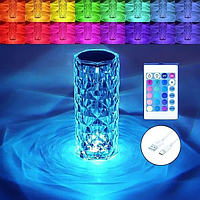 Настольная декоративная проекционная светодиодная сенсорная лампа-ночник RGB Crystal Rose Ambience 19,5 см