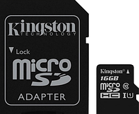 Карта памяти micro SDHC 16GB Kingston (class 10) (UHS-1) (С АДАПТЕРОМ)