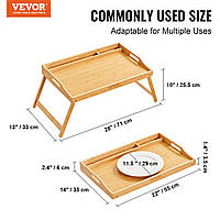 VEVOR Стол-поднос для кровати со складными ножками и слотом для мультимедиа, бамбуковый поднос для завтрака