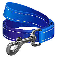 Поводок для собак нейлоновый WAUDOG Nylon Mono светоотражающий, длина 122 см, синий, размер S