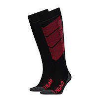 Носки горнолыжные Head UNISEX SKI GRAPHIC KNEEHIGH 2PPK красный, серый Уни 43-46