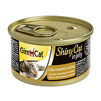 Влажный корм для кошек GimCat Shiny Cat 70 г (тунец, креветки и солод) p