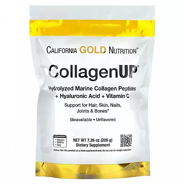 Морський колаген, гіалуронова кислота і вітамін C (Collagen UP) California Gold Nutrition 206 г