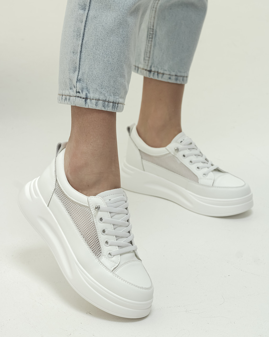 Кросівки із сіткою Prima d'Arte 6100 36 білі шкіра текстиль