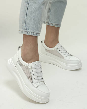 Кросівки із сіткою Prima d'Arte 6100 36 білі шкіра текстиль, фото 1