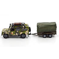 Ігровий набір Land Rover Defender Mілітарі з прицепом метал пластик довжина з прицепом 27см (520027.270), фото 3