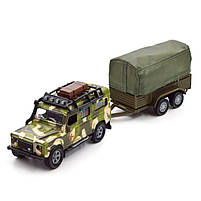 Ігровий набір Land Rover Defender Mілітарі з прицепом метал пластик довжина з прицепом 27см (520027.270), фото 4